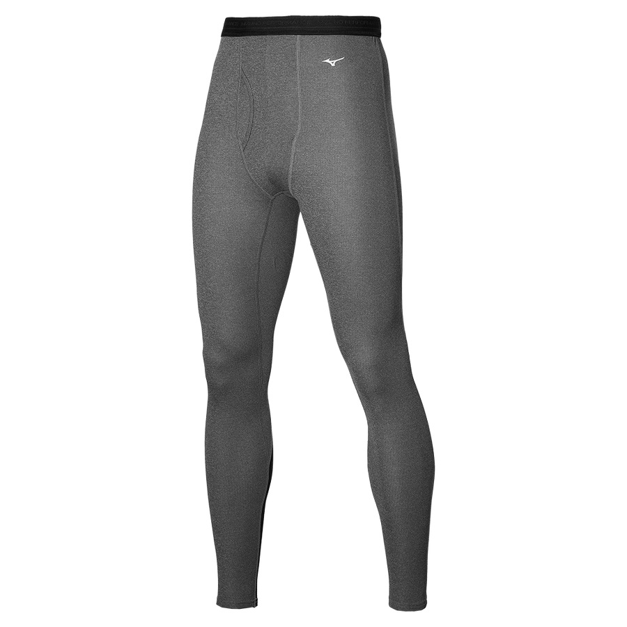 Black / Black Men\'s Mizuno Wool Long Tights | Philippines-621479