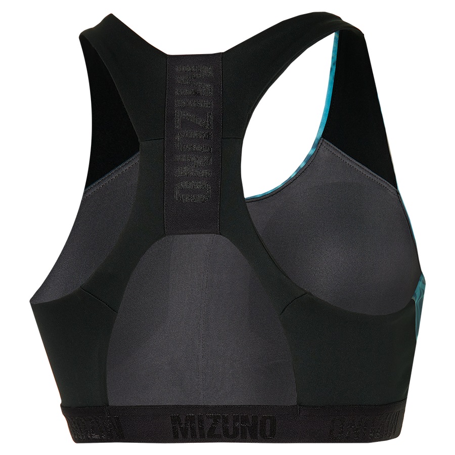 Black / Blue Women's Mizuno Alpha Graphic Bras | Philippines-634719