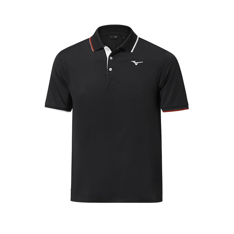 Black Men\'s Mizuno QD Comp Plus Polo Tops | Philippines-103576