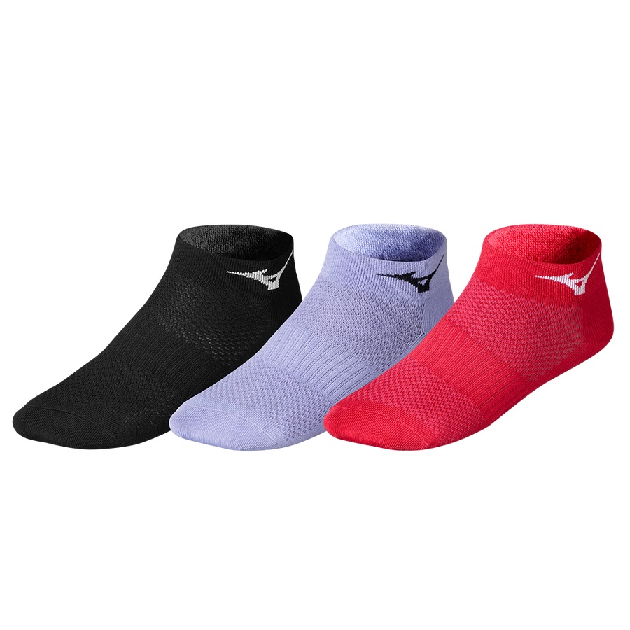 Black / Red Men\'s Mizuno Training Mid 3P Sports Socks | Philippines-682971