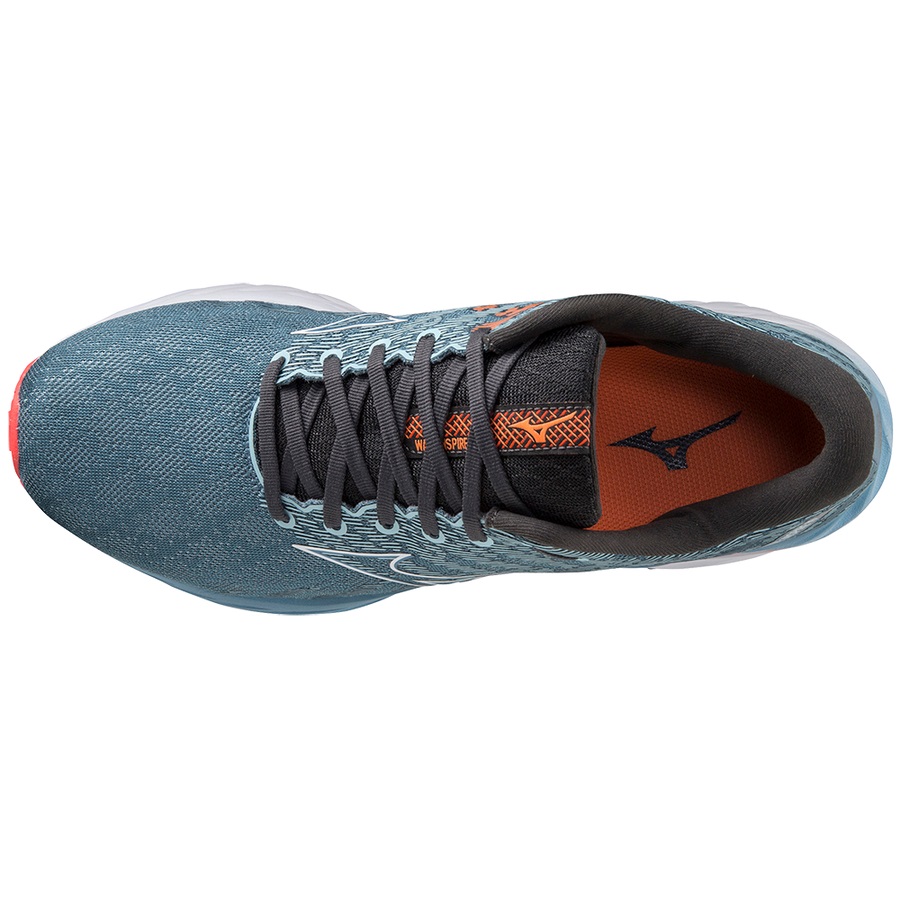 Blue / White / Light Orange Men's Mizuno Wave Inspire 19 Running Shoes | Philippines-130954