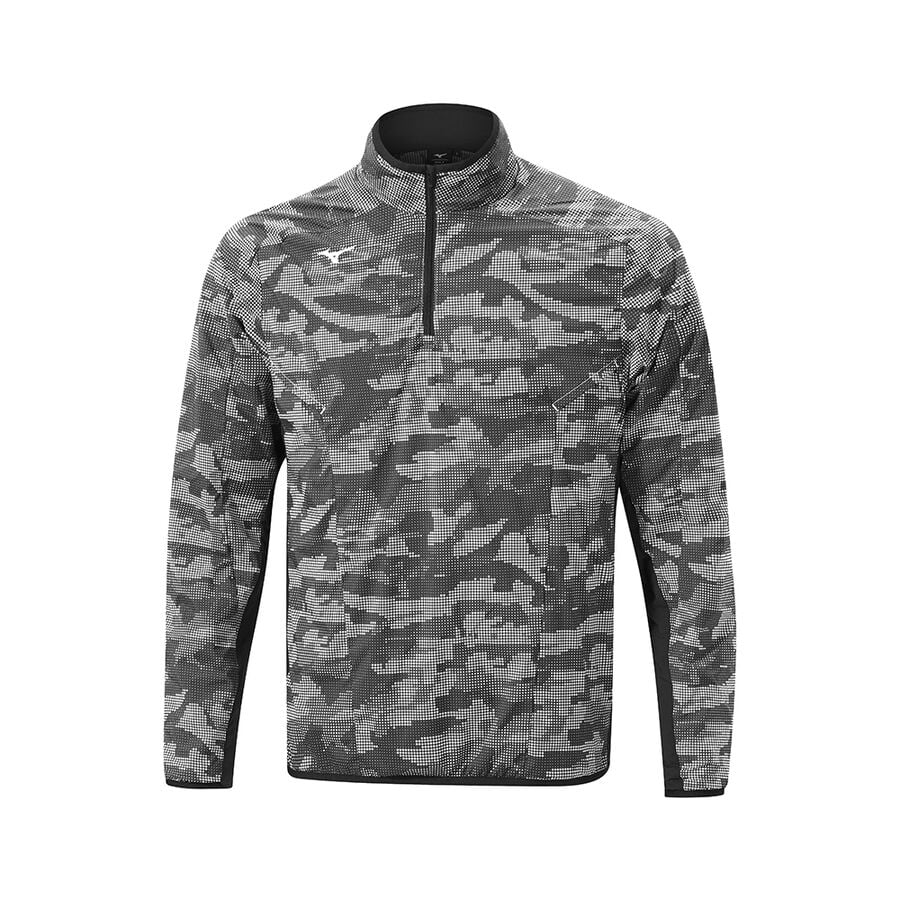 Grey Men\'s Mizuno Winter Stretch 1/4 Zip Tops | Philippines-497280