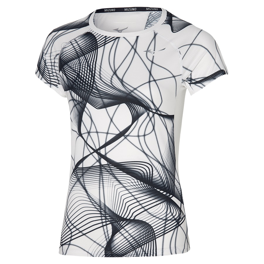 White / Black Women\'s Mizuno Aero Tee | Philippines-438179