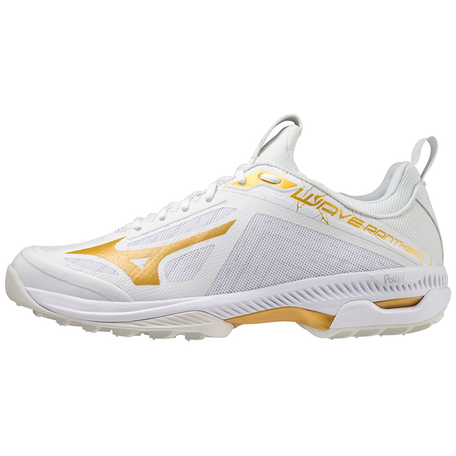 White / Gold Men\'s Mizuno Wave Panthera Field Hockey Shoes | Philippines-678935