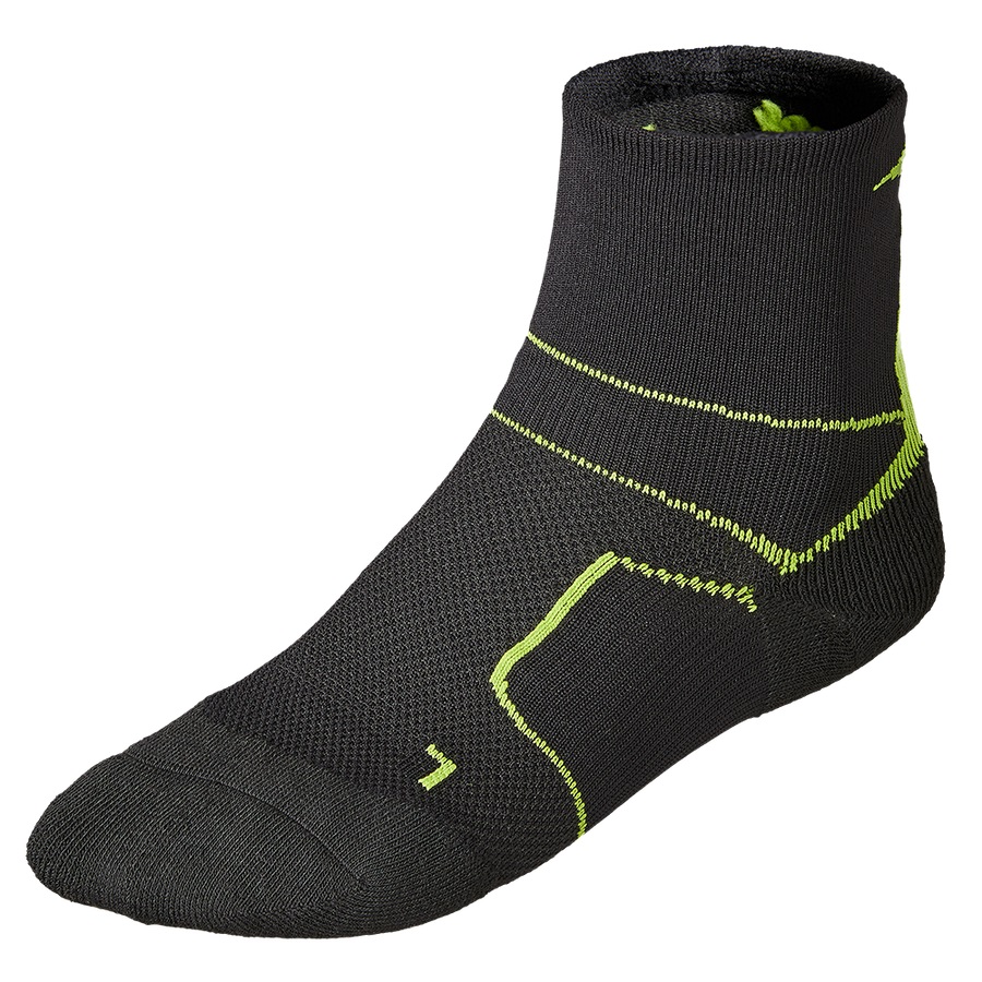 Black / Light Green Green Men's Mizuno ER Trail Sports Socks | Philippines-571489