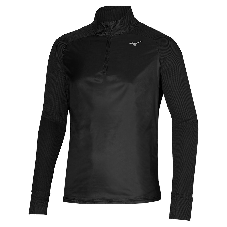 Black Men's Mizuno Hybrid Ls Hz Tops | Philippines-823064