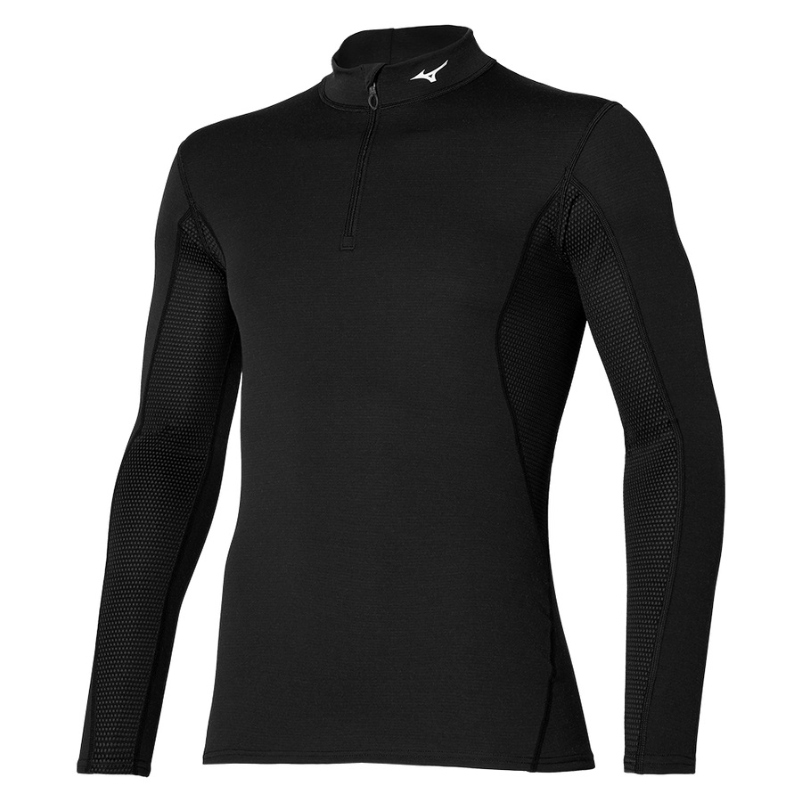 Black Men's Mizuno Mid Weight H/Z Tops | Philippines-821645