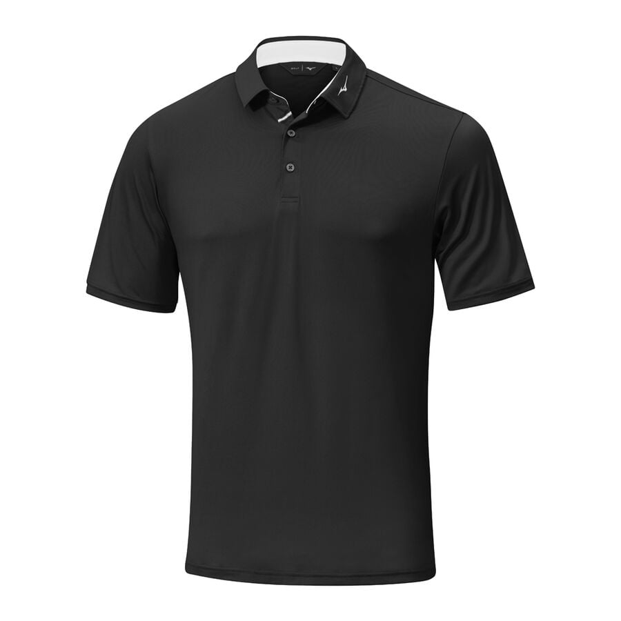Black Men's Mizuno Move Tech Quick Dry Polo Tops | Philippines-074615