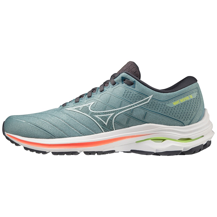 Black / White / Turquoise Men's Mizuno Wave Inspire 18 Running Shoes | Philippines-853791