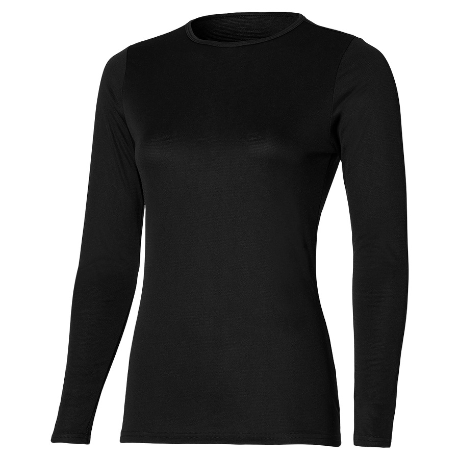 Black Women's Mizuno BT Under RoundNeckLS Tops | Philippines-527693