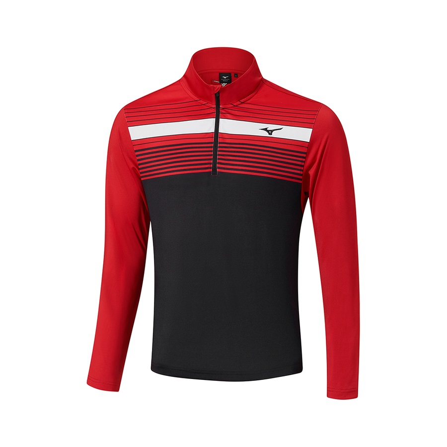 Burgundy Men's Mizuno Brz Elite ST 1/4 Zip Tops | Philippines-796453