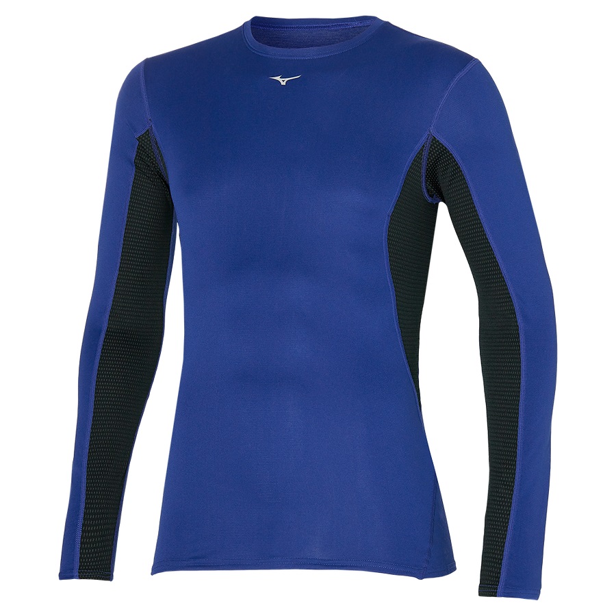 Navy Men's Mizuno Mid Weight-L Crew Tops | Philippines-153480