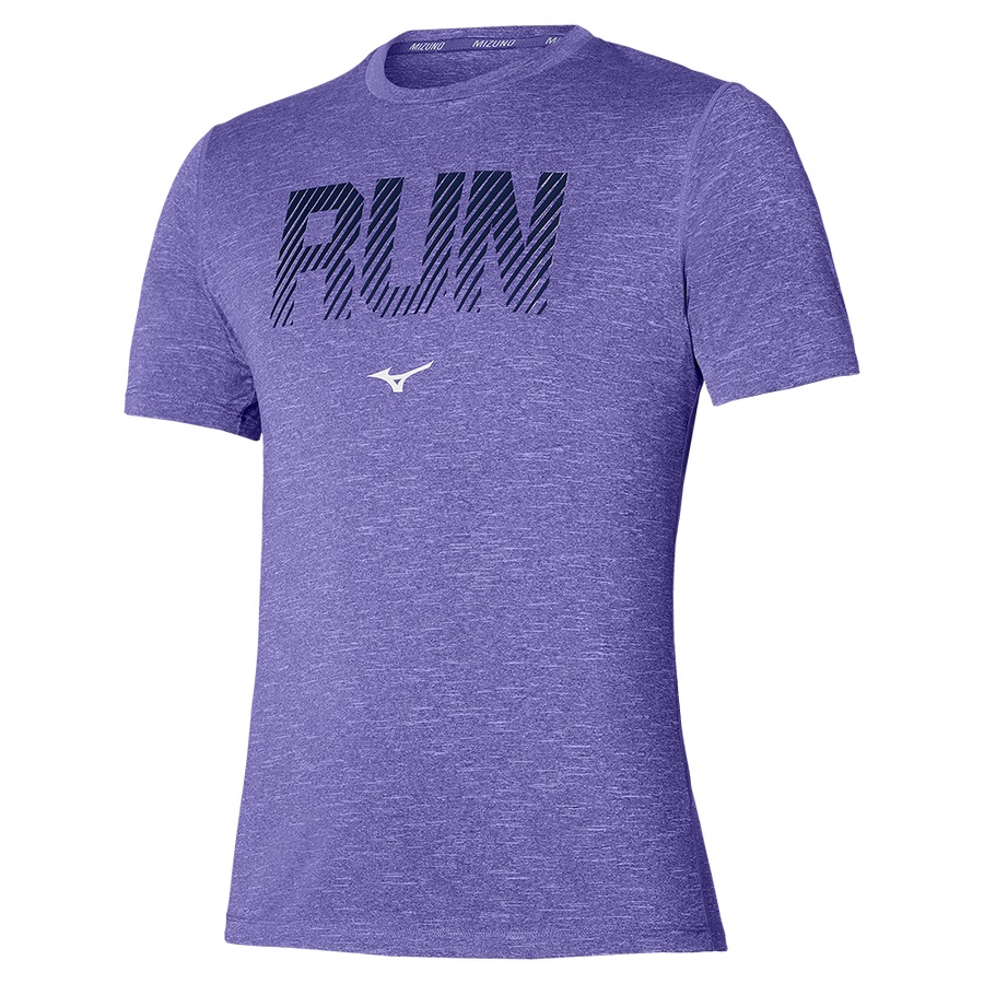 Purple Blue Men's Mizuno Core Graphic Run Tee | Philippines-784593