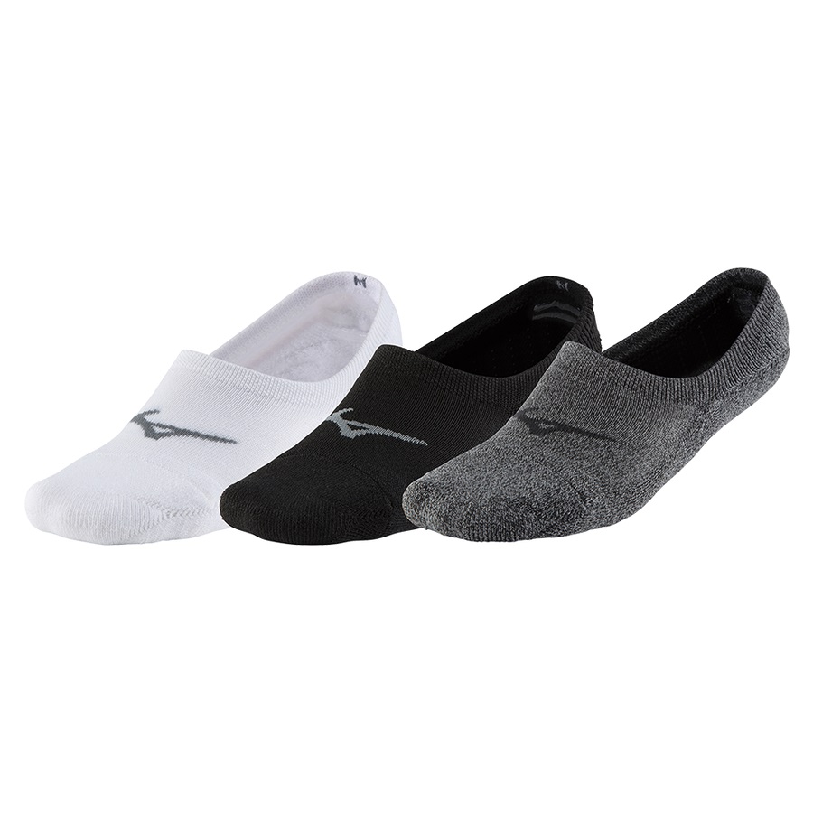 White / Black / Grey Men's Mizuno Super Short 3P Sports Socks | Philippines-519642
