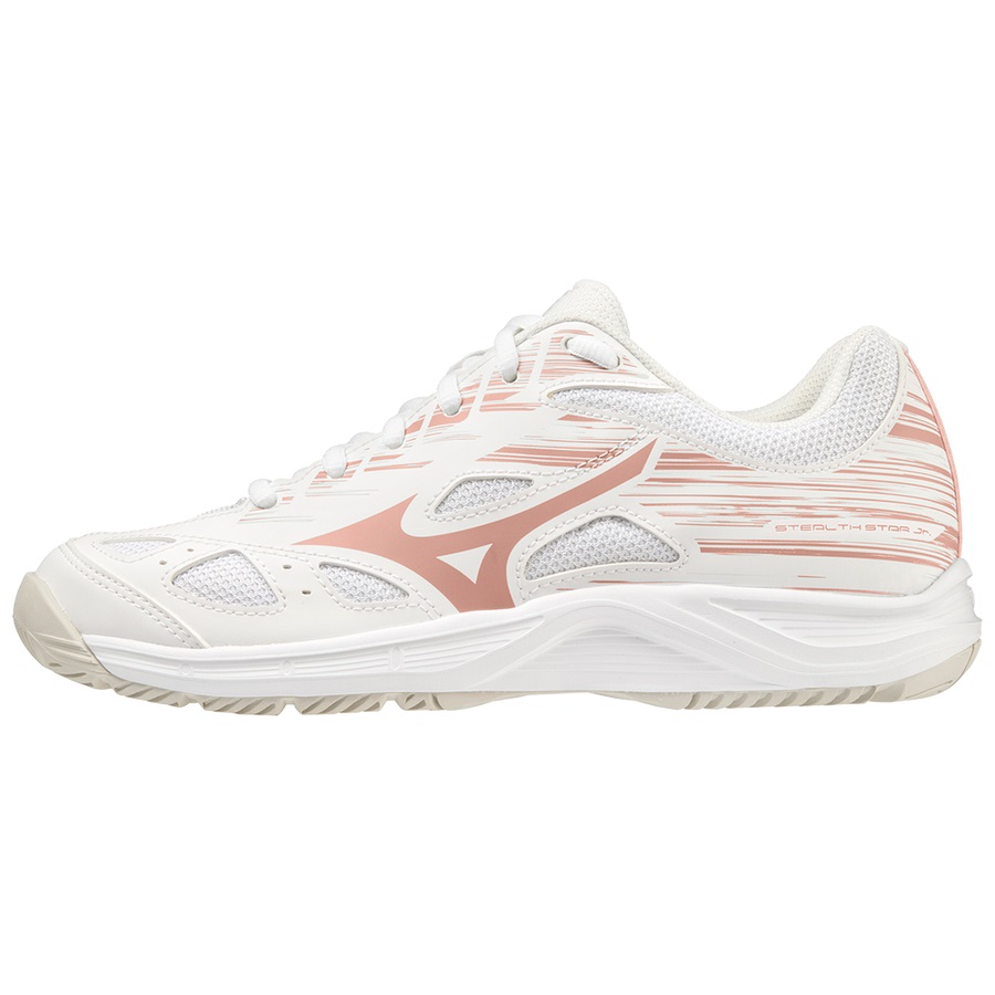 White / Rose / White White Women's Mizuno STEALTH STAR JUNIOR Volleyball Shoes | Philippines-149023