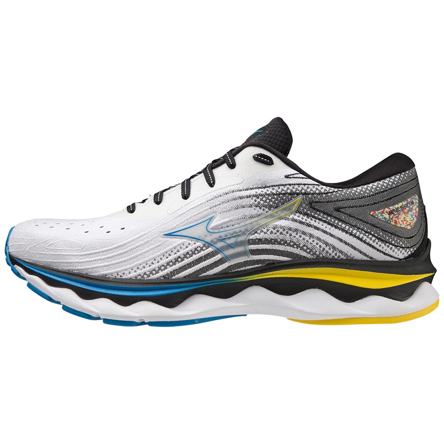 White / Yellow / White / Yellow / Indigo Men's Mizuno Wave Sky 6 Running Shoes | Philippines-521708